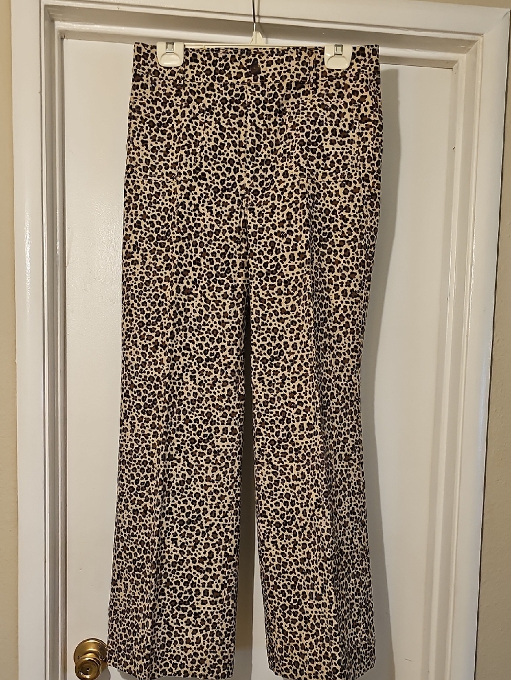 NWT --J. Crew Leopard-Print Bootcut Pants in Cream and Black Tote 8